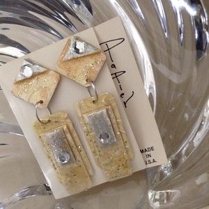 THREADS CREAM GLD/SILV GLITTER Handmade EARRINGS